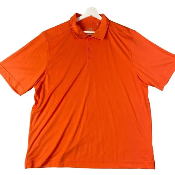 CUTTER & BUCK Prospect Texture Stretch Polo SZ XXL Orange CB DryTec 50 UPF+ Golf - Picture 1 of 6